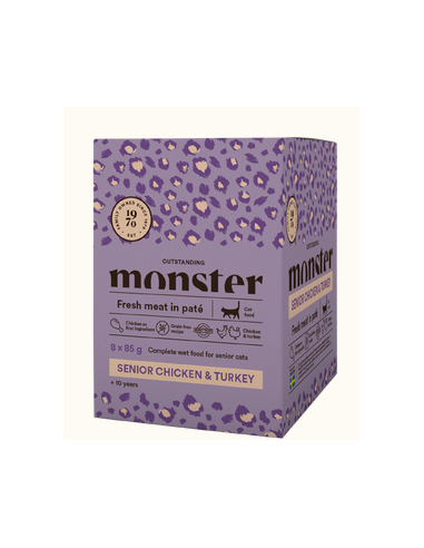 Monster Katt Pouches Senior Ch/Turkey 85 g (8-pack)