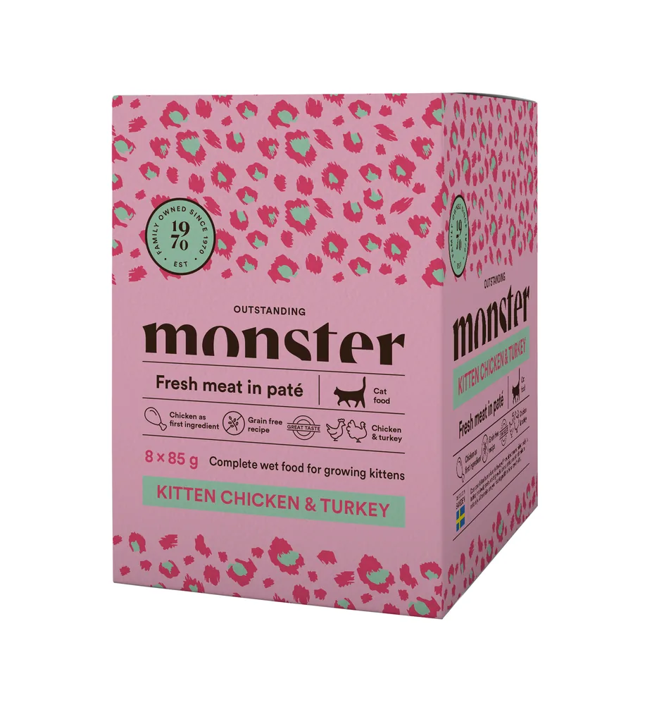Monster Katt Pouches Kitten Chicken/Turkey 85 g (8-pack)