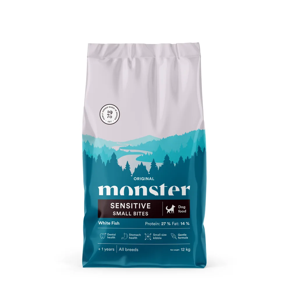 Monster Dog Orig. Sens. White Fish small bites 12 kg