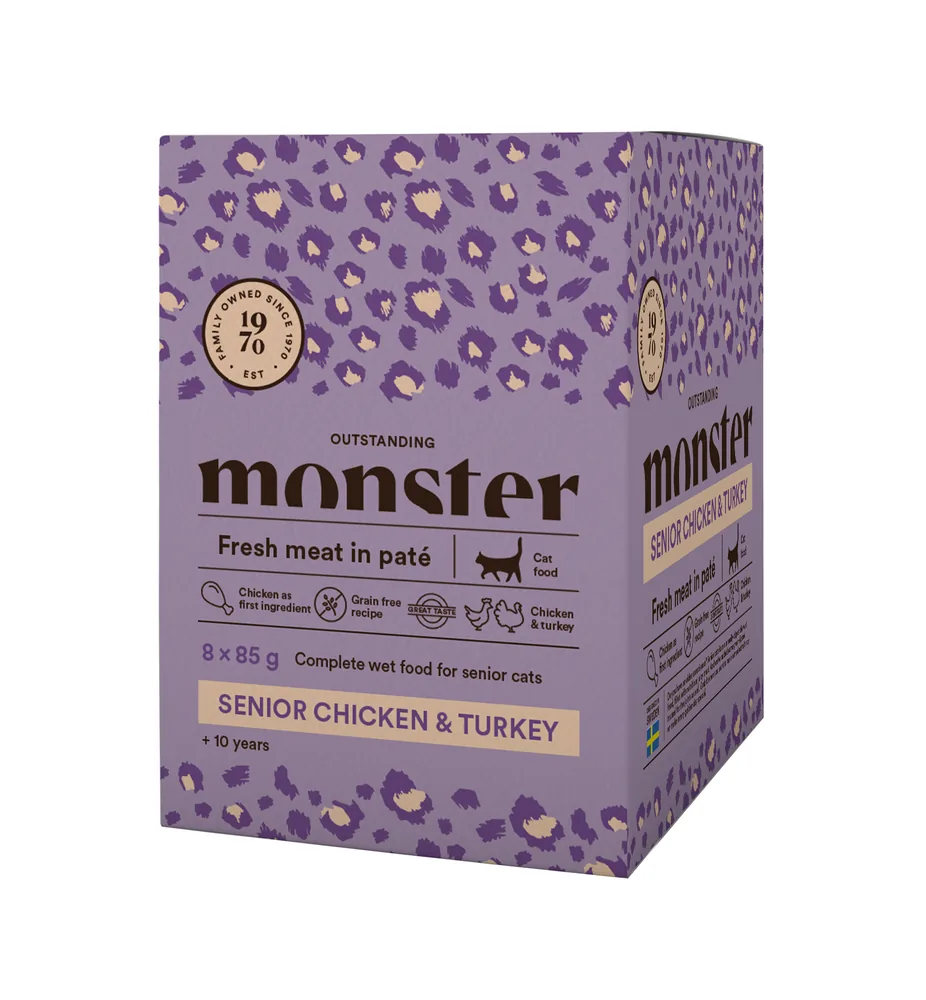 Monster Katt Pouches Senior Ch/Turkey 85 g (8-pack)